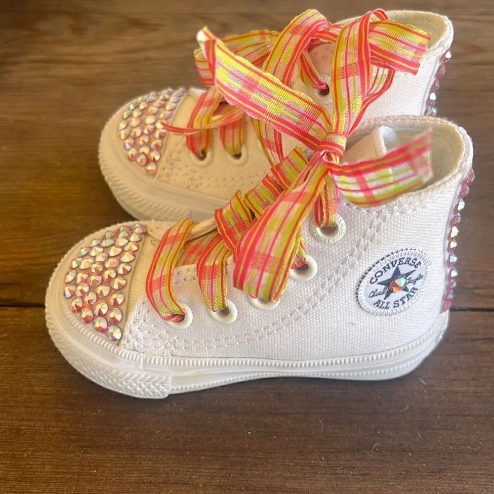 NEW Converse Custom Embellished Crystal All Star  Sneakers Shoes Infant Sz 2